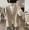 Chaqueta Chaleco de Algodón para Mujer, Nuevo Estilo Primavera y Otoño, Corte Holgado, Cuello en V Adelgazante, Diseño Simple y Único, Chaleco de Trabajo