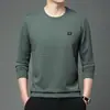 Nova Blusa de Moletom Masculina de Manga Longa 2024 Casual Versátil Moda Masculina Camiseta Gola Redonda Manga Longa Top Camisa Básica Masculina