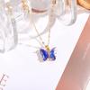 Collar Explosivo de TikTok Femenino INS Rojo de Internet Zircón Microincrustado Color Mágico Degradado Mariposa Moda Personalidad Collar Femenino