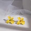 Novos Brincos de Tarraxa com Flor Estilo Coreano, Brincos Versáteis Transparentes e Modernos, Brincos Elegantes Estilo Mori para Mulheres, Brincos de Celebridade da Internet, Acessórios da Moda