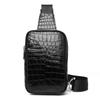 Yaqiluo Bolso de Pecho con Patrón de Panza de Cocodrilo Bolso Cruzado Bolso Pequeño de Cuero Genuino para Hombre Bolso para Teléfono Móvil Bolso Cruzado Urbano Sencillo
