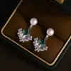 Pendientes de Perla con Forma de Hoja de Ginkgo, de Alta Gama, Exquisitos, Versátiles y Elegantes