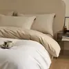 Juego de ropa de cama de cuatro piezas de algodón cepillado de color sólido estilo minimalista, funda de edredón de algodón puro, sábana, juego de ropa de cama de tres piezas para dormitorio