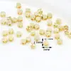 Contas espaçadoras redondas de cobre banhado a ouro 18K, cor que não desbota, ocas, dupla face, com caractere da sorte, para acessórios de pulseira e colar DIY