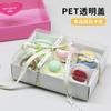 Caja de embalaje para galletas macarrón estilo coreano de moda, caja transparente de PET para postres, pastel de chocolate, venta al por mayor