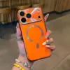 Adecuado para funda magnética láser galvanizada para iPhone 17 Pro Max, funda para teléfono para Apple 16 con cubierta de protección de película para lente incorporada