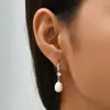Pendientes de aro ovalados de imitación de perla estilo europeo y americano de celebridad de Internet, de alta calidad, elegantes, exquisitos, versátiles, de moda, con gancho para la oreja