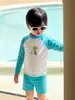 Traje de baño para niño Verano Traje de baño infantil Protección solar Conjunto de dos piezas Resistente al cloro Secado rápido Traje de baño Conjunto de playa a