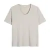 Camiseta Básica de Cuello Redondo Alto Elástico Simple para Mujer, Nueva Ropa para Mujer Tallas Grandes, Top Holgado Adelgazante 66123