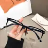 Novos Óculos TR299 Anti-Luz Azul Estilo Moderno Tendência Unissex Armação Grande Metal Semi-Aro Emagrecedores Óculos de Grau