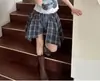 Conjunto Dulce y de Moda Estilo Coreano para Niñas 2026 Verano Nuevo Ropa de Verano para Niños Vestido Camiseta de Manga Corta y Pantalones Conjunto de Dos Piezas