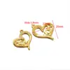 Pingente de Coração Dourado em Aço Inoxidável com Strass Pingente de Concha Tartaruga Acessórios de Joias para Pulseira Colar DIY Europeu e Americano