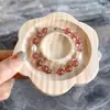 Plato con Diseño de Cuentas Hecho a Mano Bandeja de Joyería de Madera de Bambú Bandeja de Exhibición Pulseras Pulseras Soporte de Exhibición Plato para Ensartar Pulseras DIY