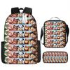 Mochila Escolar Mini World Fashion Mochila Estudante Estudante do Ensino Fundamental Poliéster Grande Capacidade Bolsa de Ombro Bolsa de Ombro Estojo