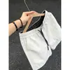 Pantalones cortos a cuadros estilo americano blancos de longitud tres cuartos para hombre, estilo de verano finos, con bloques de color, de secado rápido, adecuados para usar al aire libre, pantalones deportivos de tres cuartos