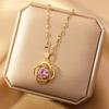 Estilo japonês-coreano oco rosa zircão pingente colar micro-incrustado zircão retro elegante all-match clavícula cadeia acessórios