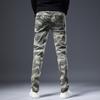 Jeans Workwear Camuflado de Alta Qualidade Outono e Inverno Masculino Marca Moderna Corte Solto Reto Costura Distintiva Casual Calça Longa para Motocicleta