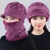 Gorro para Mujer de Edad Media y Mayor Invierno Casual Lana Engrosada Forrado de Polar Cálido para Cuello Gorro de Madre Gorro de Punto Conectado
