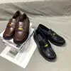 Múltiples Opciones Estilo Retro Francés Británico Punta Redonda Color Lavado Monedas Doradas Pequeñas Tacón Grueso Suela Gruesa Mocasines Zapatos Pequeños de Piel Mujer