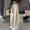 Pantalones Deportivos Casuales de Pierna Ancha con Cordón, Bloques de Color Estilo Americano, Costuras, Dobladillo Curvo 2025 Otoño Nuevos de Cintura Alta