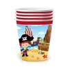 Pratos de Papel Descartáveis, Copos de Papel, Guardanapos de Papel, Toalhas de Mesa, Bandeiras, Decorações para Eventos de Festa de Aniversário com Tema de Navio Pirata