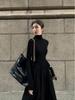 Elegante Vestido de Cuello Alto Estilo Hepburn para Mujer, Nuevo de Primavera y Otoño 2025, Vestido de Manga Larga Color Sólido con Cintura Ajustada, a la Moda