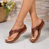 Sandalias Casuales para Mujer 2024 Nuevas de Cuña Transfronterizas Costura Retro Suela Suave Antideslizante Ligeras Cómodas Versátiles