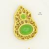 Colgante hueco de calabaza de jade de imitación con incrustaciones de oro antiguo, accesorios de collar con flor de loto de alce