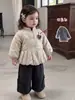 Conjunto de invierno de algodón acolchado para niños, chaqueta de algodón de lunares para niñas pequeñas, pantalones de invierno elegantes y casuales, ropa de invierno para niñas