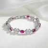 Pulseira de Flor de Moda Europeia e Americana de Luxo Leve Acessórios de Zircônia Rubi Sintético de Alta Qualidade Joias Personalizadas Estilo Feminino para Mulheres