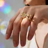 Anillo para Dedo Índice de Zirconia Exquisita de Lujo de Gama Alta Abierto Ajustable Estilo Coreano para Niñas Ins Accesible Joyería de Diseño de Nicho