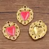 6 Cores 20X26mm Aço Inoxidável Galvanizado a Vácuo Ouro Esmalte Pingente de Gotejamento de Óleo Pingente de Coração Vazado Pingente