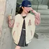 Chaqueta de béisbol retro americana para niñas, estilo universitario, bloques de color, bordado de toalla bordada, chaqueta de otoño para niños mayores, moderna