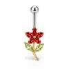 Anel de Umbigo Série Vermelha com Zircônia Incrustada em Cobre Mais Vendido na Amazon Transfronteiriça Anel de Umbigo Borboleta Amor Flor Europa e América