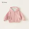 Bangxuan Huzhou Zhili Ropa Infantil Tops Infantiles Lindo Cárdigan con Cremallera para Niños Pequeños Sudadera Rosa para Bebé Ropa de Abrigo para Niñas