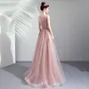 Vestido Largo de Noche 2026 Estilo Nuevo Rosa Suave Vestido de Novia Boda Brindis Vestido de Boda Fiesta Nocturna Reunión Anual Vestido de Presentación