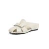 Sapatos Mule Super Bonitos com Laço, Couro Caprino Inteiro, Recortes Respiráveis, Aumento Interno de Altura 2025, Salto Médio, Biqueira em Couro Genuíno, Chinelos Externos