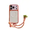 Funda protectora magnética de color caramelo con diseño de ola contrastante, adecuada para iPhone 18 Pro Max, con cordón creativo, funda para teléfono Apple 18