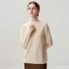 Nueva colección de otoño e invierno: Prenda base de punto de cachemira moderna y suave, color liso, adecuada para el trabajo y el uso diario, diseño simple con cuello con volantes