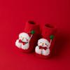 Calcetines de felpa para bebé recién nacido, otoño e invierno, gruesos, antideslizantes, para Navidad, con dibujos animados rojos, para bebé y niño pequeño.