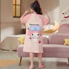 Pijama de Verano Fino para Niñas, Shorts de Manga Corta, Ropa de Casa para Niños, Ropa de Dormir Transpirable para Niñas Tallas Medianas y Grandes, Camisón