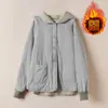 Jaqueta de algodão estilo workwear retrô, curta, com capuz, jaqueta acolchoada moderna de outono, casaco de algodão feminino de inverno