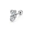 Brincos Micro-Incrustados de Aço Inoxidável Design Nicho Brincos Zircônia Borboleta Piercing Joia para Unha de Osso da Orelha em Forma de Coração