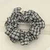 Goma para el pelo de tela a cuadros fresca estilo coreano, Lazo de pelo vintage elegante, Cuerda de pelo de cola de caballo de moda, Banda elástica para mujer