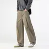 Pantalones de trabajo casuales estilo americano para hombre, nueva serie de montaña 2026 marca de tendencia para exteriores, pantalones de pierna ancha de color liso con cordón y pliegues