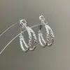 Pendientes de Aro Doble Minimalistas Compactos Estilo Coreano para Mujer, Modernos y Versátiles, Pendientes de Alta Gama con un Toque de Lujo Ligero, Pendientes de Plata