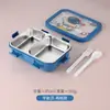 Lonchera de Dibujos Animados con Compartimentos que No Mezclan Sabores, Caja Bento Linda e Infantil para Estudiantes y Trabajadores de Oficina, Lonchera Cuadrada con Utensilios