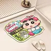 Novo tapete de chão de terra de diatomáceas do Crayon Shin-chan para o hall de entrada, absorvente de água e antiderrapante, tapete espesso e durável para o banheiro