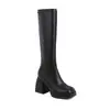 Botas de Mujer Talla 34-43 Otoño e Invierno Talla Grande, Zapatos Versátiles de Tacón Súper Alto, Plataforma Impermeable, Tacón Cuadrado Transfronterizo, Botas Altas de Color Sólido