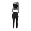 Conjunto de Yoga Duas Peças Feminino Elegante Modelador Sensação de Segunda Pele Secagem Rápida Profissional para Fitness Pilates Corrida Treino